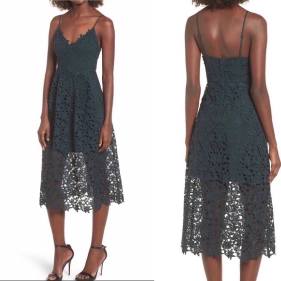 Astr The Label Lace Midi Dress, Green - Picture 2 of 6